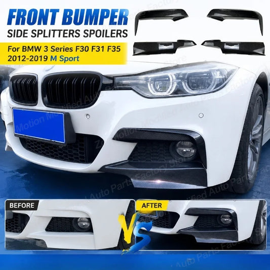 For BMW 3 Series F30 F31 Front Bumper Side Splitters Spoilers