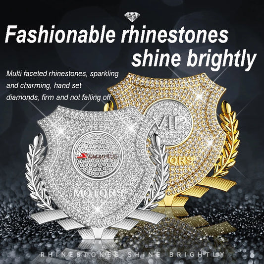 Diamond Studded Wheat Ear Emblem Sticker 3D Metal Badge