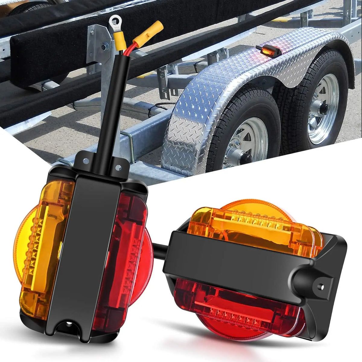 Nilight 2PCS Trailer Fender Pre Wired Clearance Marker Amber