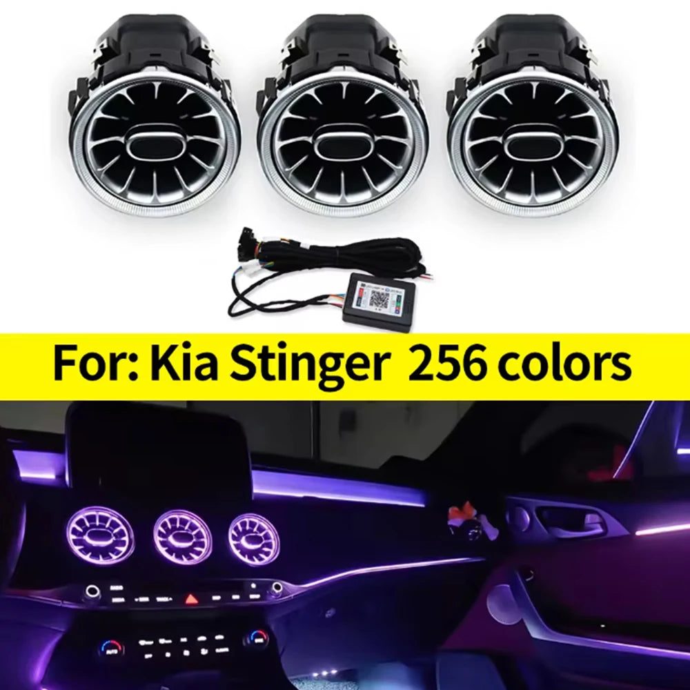 For Kia Stinger Front Turbine Air Vent Atmosphere APP Controlled