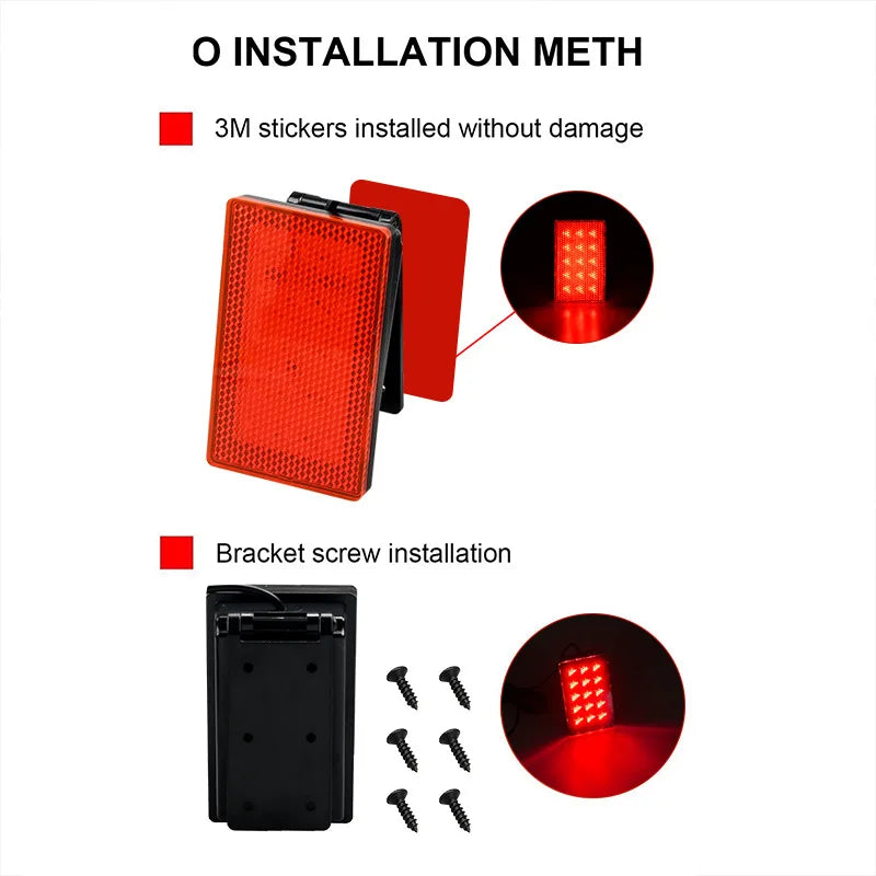 Red Black 12V F1 Taillight Brake Brightness Warning Stop