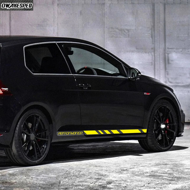 2PCS Door Side Skirt Sticker Performance Sport Stripes