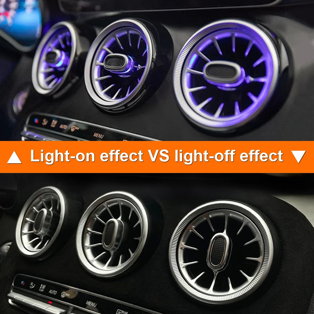 For Benz C W205 GLC X253 AMG Led Turbine Nozzle Ambient Light Air Vent RGB Decoration Air Conditioner 4DRotating Tweeter