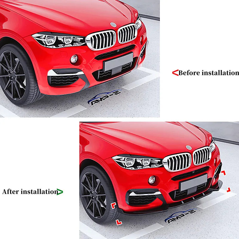 For BMW X6 F16 M Sport 2015-2019 3PCS Set Front Bumper Lip Chin