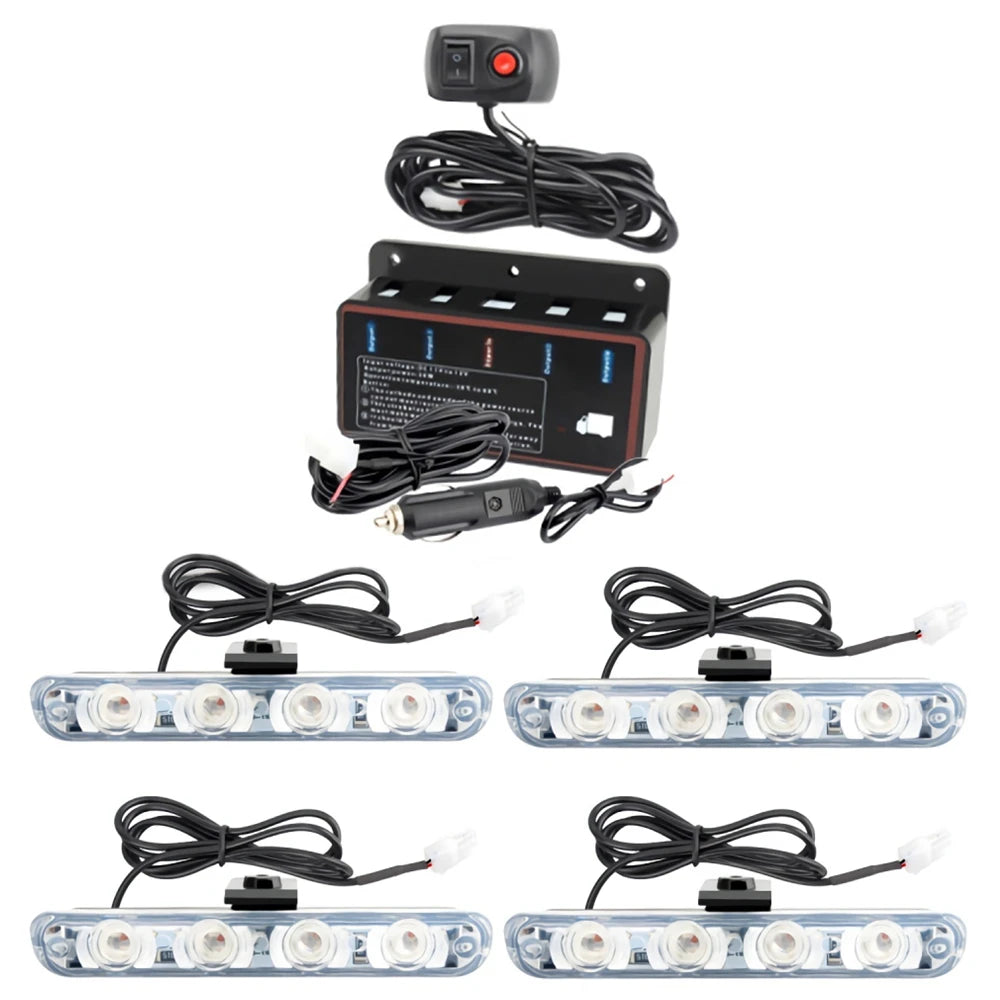 Set 12V Strobe Grille Ambulance Flashing Switch Red White