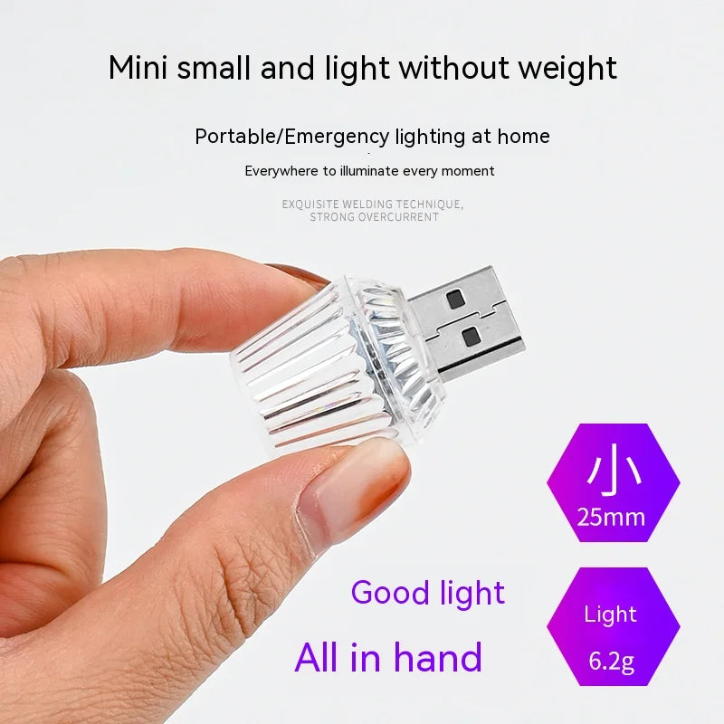 Cigarette Lighter USB Atmosphere MINI Colorful Night wiring-free