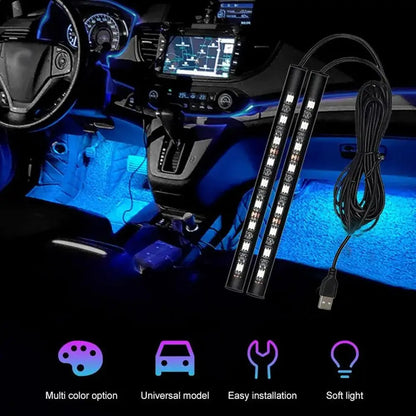 Neon Foot Interior Backlight Cigarette Lighter USB Atmosphere