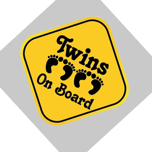 Twins On Board Waterproof Sticker Cute Footprints Window Decal