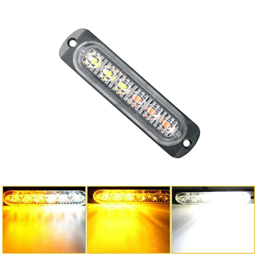 For Engineering Vehicles 8PCS Amber White 6LED Truck Emergency