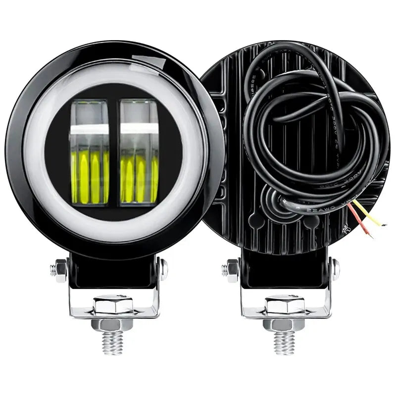 12V 24V Red Blue Yellow Work Round Angel Eyes