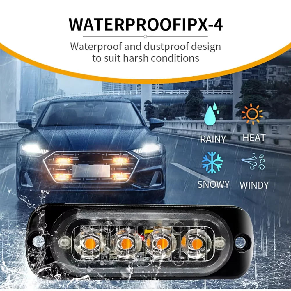 12v-24v 4LED Grill Strobe Warning Truck Flashing Emergency