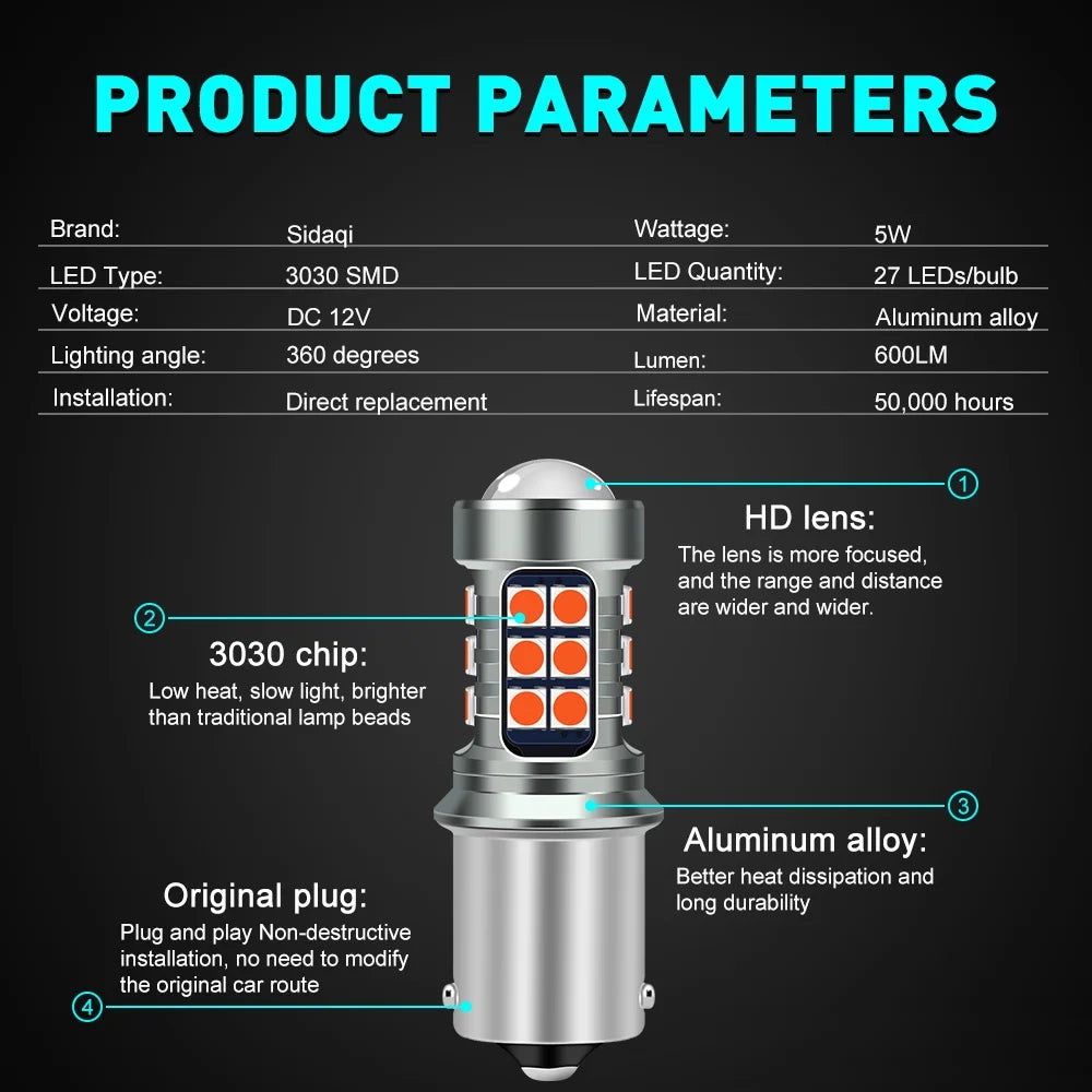 12V Bulbs Reversing 7443 7440 1156 py21w P21W ba15s