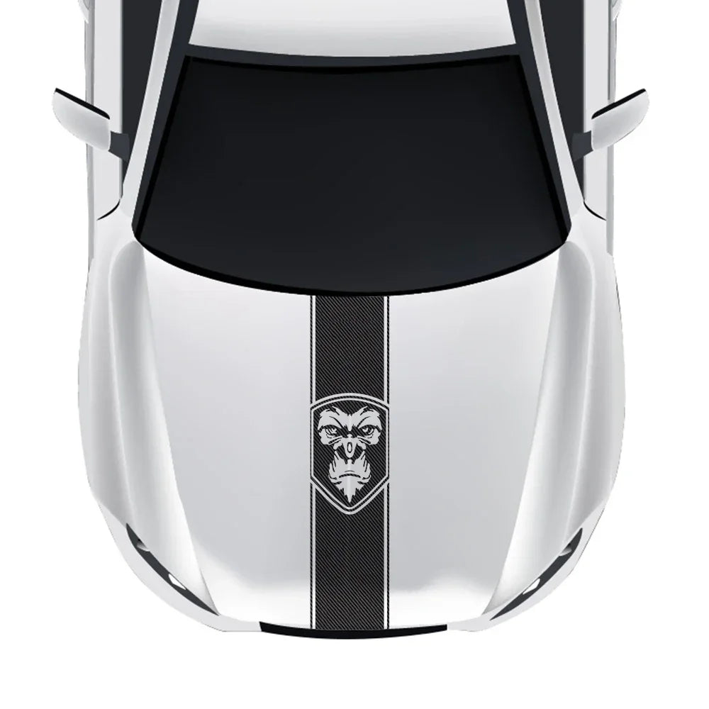 Engine Hood Stickers Gorilla Face Badge Vinyl Decal Stripe