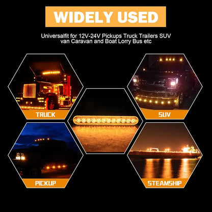 1PC 36W 12LED Yellow Truck Side Marker 900LM Strobe