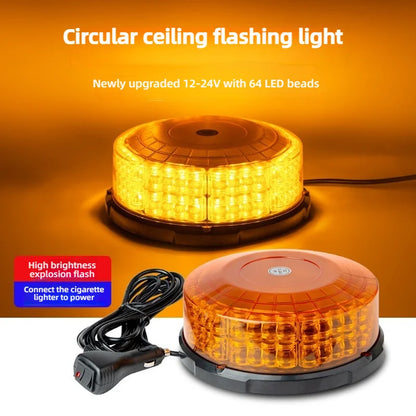 Rechargeable Magnetic Base Roof Cylinder Warning Flashing