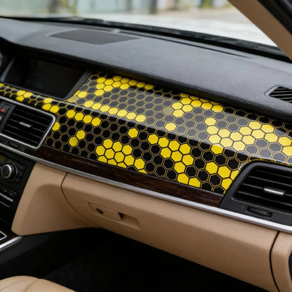 For Motorcycle ATV Premium Hex Camouflage Yellow Vinyl Wrap Film