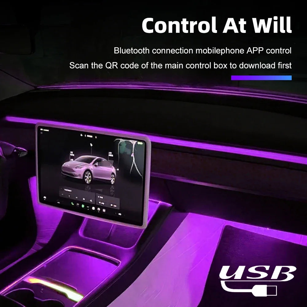 For Tesla Air Vent Ambient Sensor Switch USB Hub RGB Flow