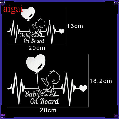 Heartbeat Balloon Baby On Board Sticker 3D Cartoon In