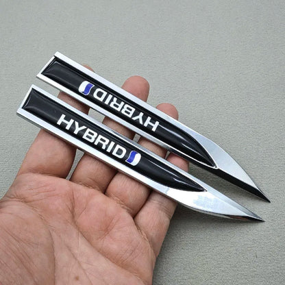For Compatible 2PCS 3D Metal Blade Hybrid Logo Emblem Badge