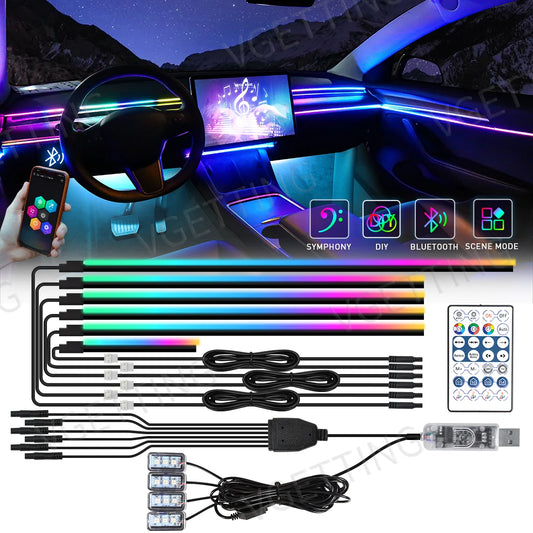 For Tesla USB APP Remote Control In Interior Acrylic Ambient RGB