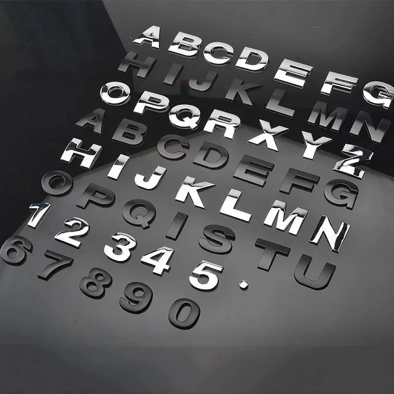 3D Metal Letters Word Alphabet Emblem Decals Numbers Labeling