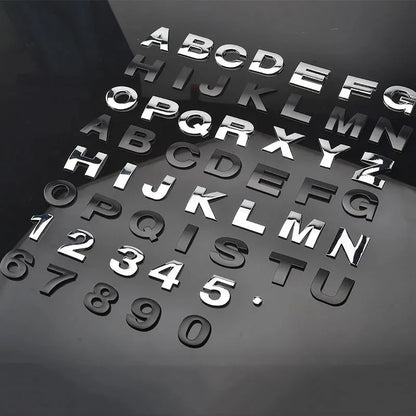 3D Metal Letters Word Alphabet Emblem Decals Numbers Labeling