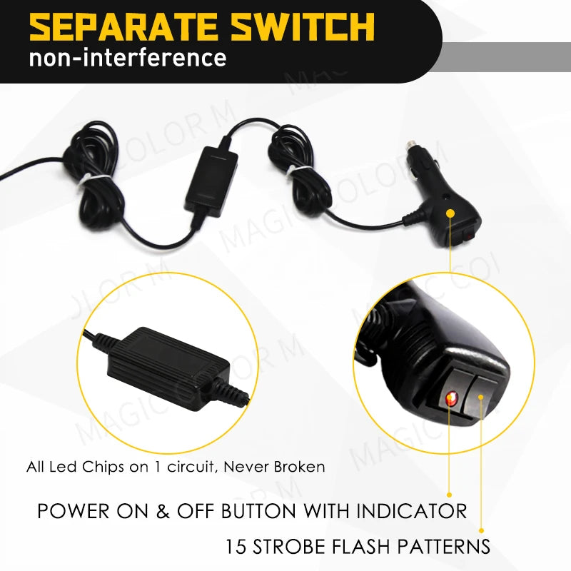 Strobe Yellow Flash Warning 2-in-1 3030 Smd Windshield Bar