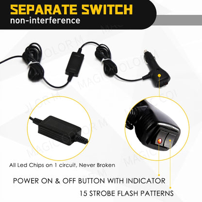 Strobe Yellow Flash Warning 2-in-1 3030 Smd Windshield Bar