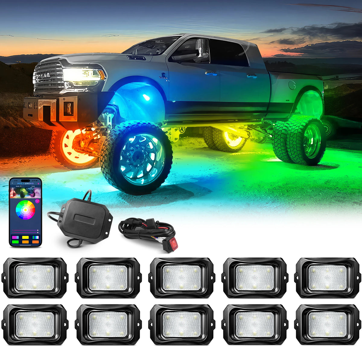 Mictuning C2 Rgbic Rock Kit 10-pod Underglow Lighting APP