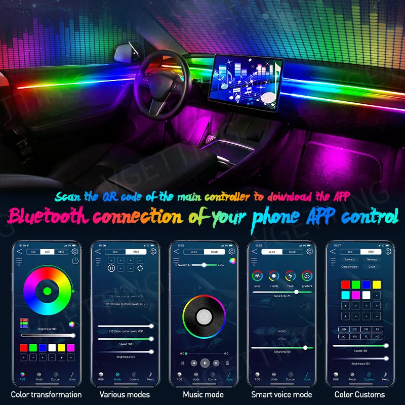 Full Color Streamer Ambient RGB Interior Hidden Acrylic Strip