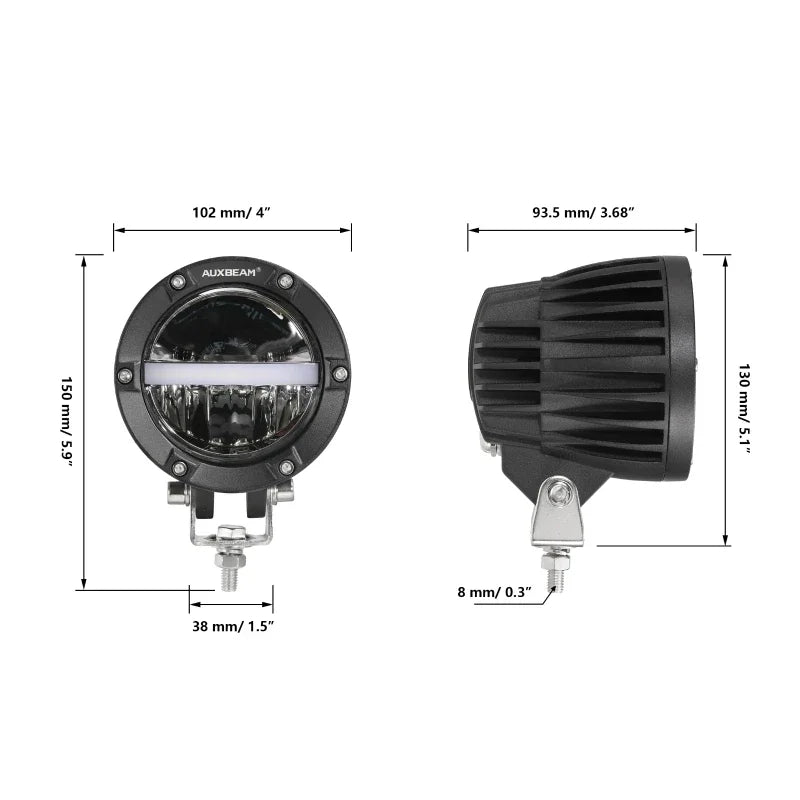 Auxbeam 2PCS Inch 110W 11000LM Work Amber Drl Truck