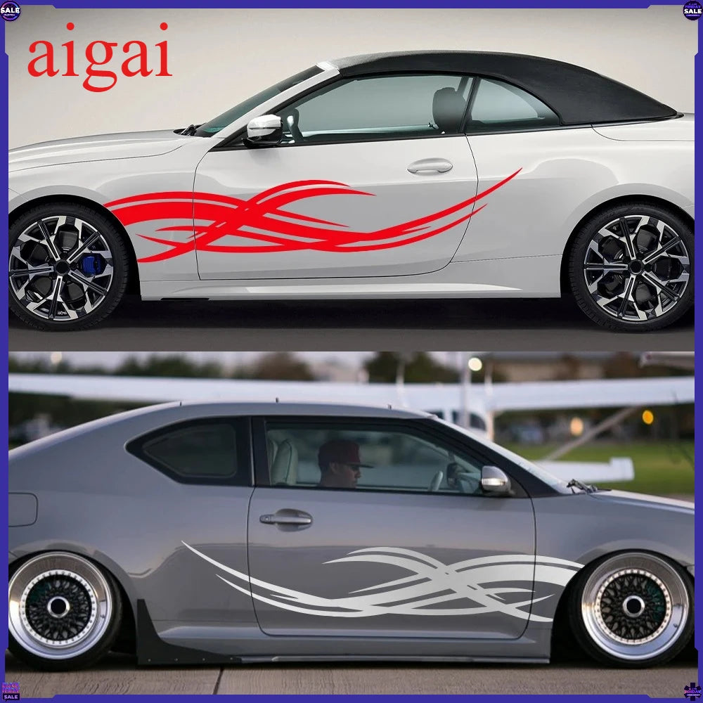 2PCS Body Side Stripes Stickers Waterproof Vinyl Decal SUV