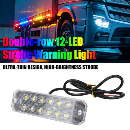2PCS Dual Row 12 Strobe Warning Ultra Thin Truck
