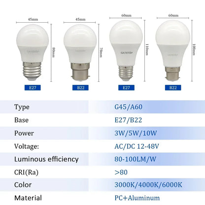 For Outdoor Lighting 4-20pcs Bulb E27 Ac Dc 12V 24V 48V Lampada