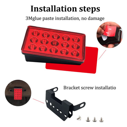 F1 Rear Tail Brake Pilot 15LED Flash Warning Reverse