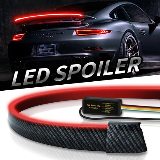 Car Spoiler Third Brake Light Turn Signal DRL Red LED Strip Rear Wing Exterior Part Trunk Tail Lip Lamp For Audi Golf To