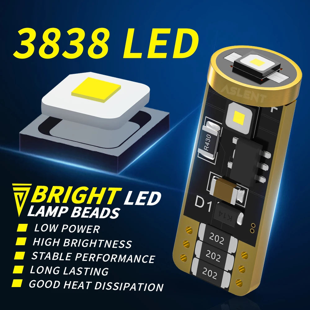 10X 194 T10 Bulbs 6000K White 168 W5W Bright