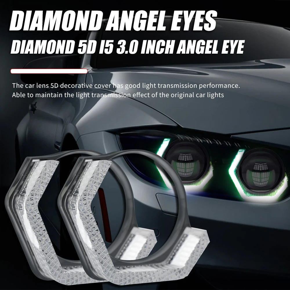 For Bi LED Headlights Projector Lens 2.5 3.0inch Crystal RGB