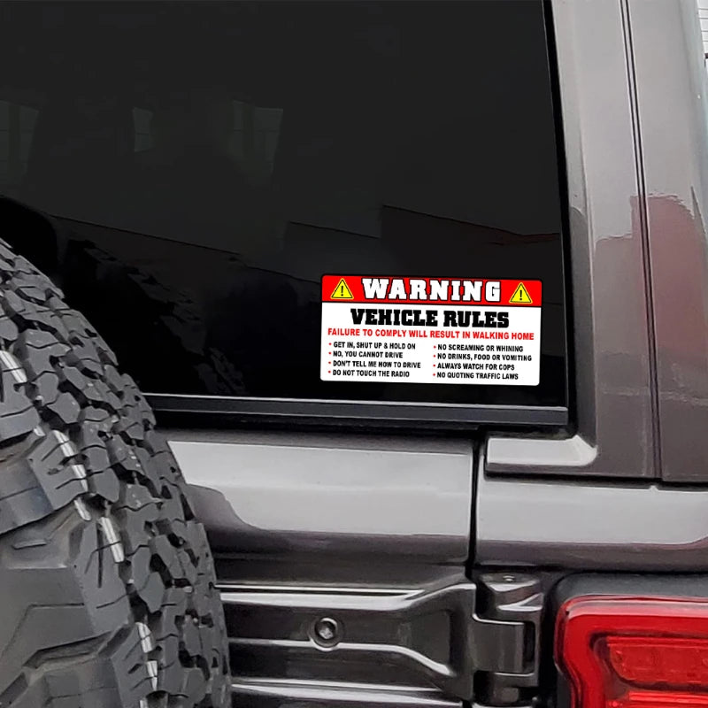 For Auto Funny Safety Warning Rules Sticker Decal Adhesive Vinyl