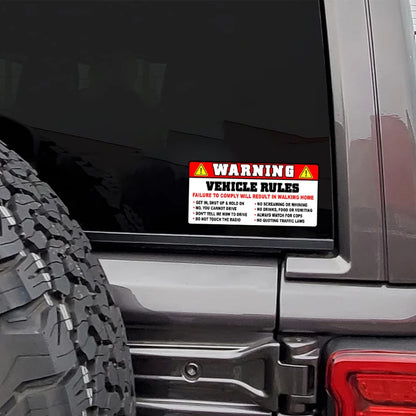 For Auto Funny Safety Warning Rules Sticker Decal Adhesive Vinyl