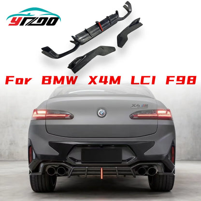 For BMW X4M Lci F98 2022+ Carbon Fiber Rear Bumper Diffuser