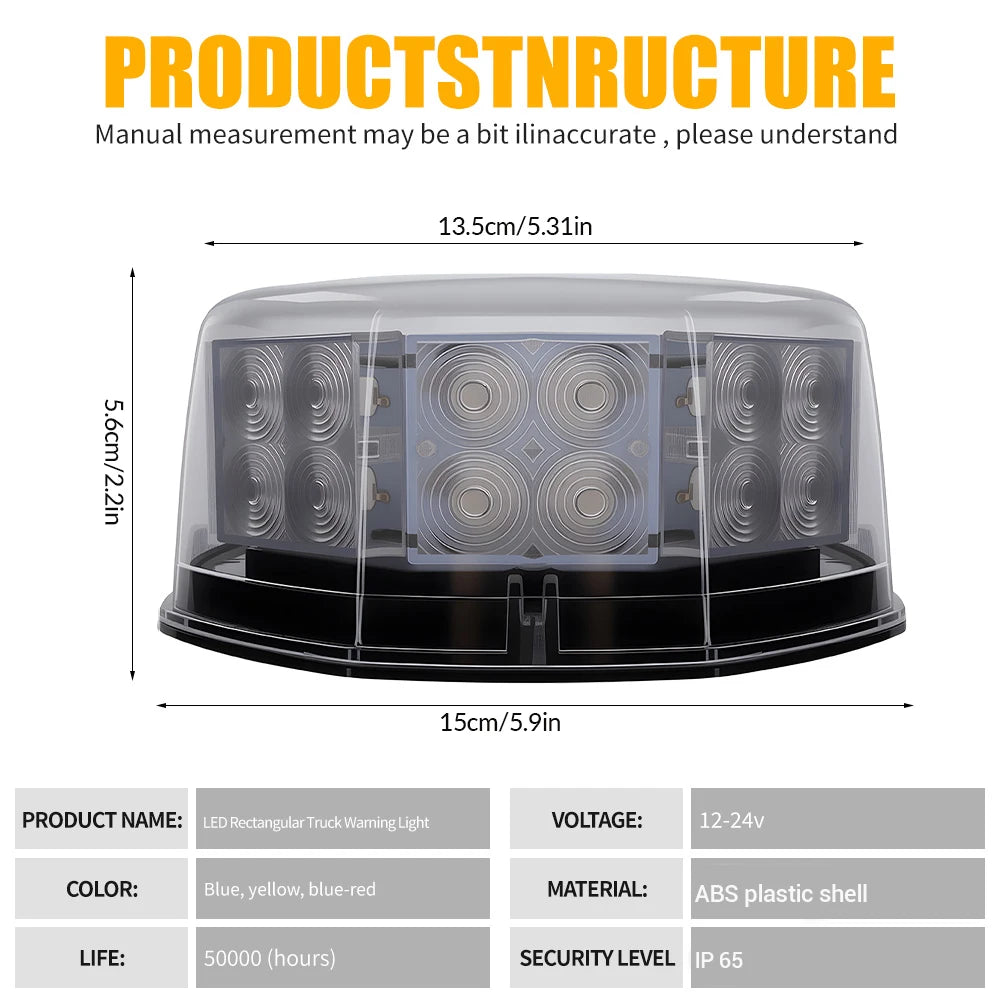 For Vehicles Strobe Rotating Emergency 12V 24V Flashing Warning