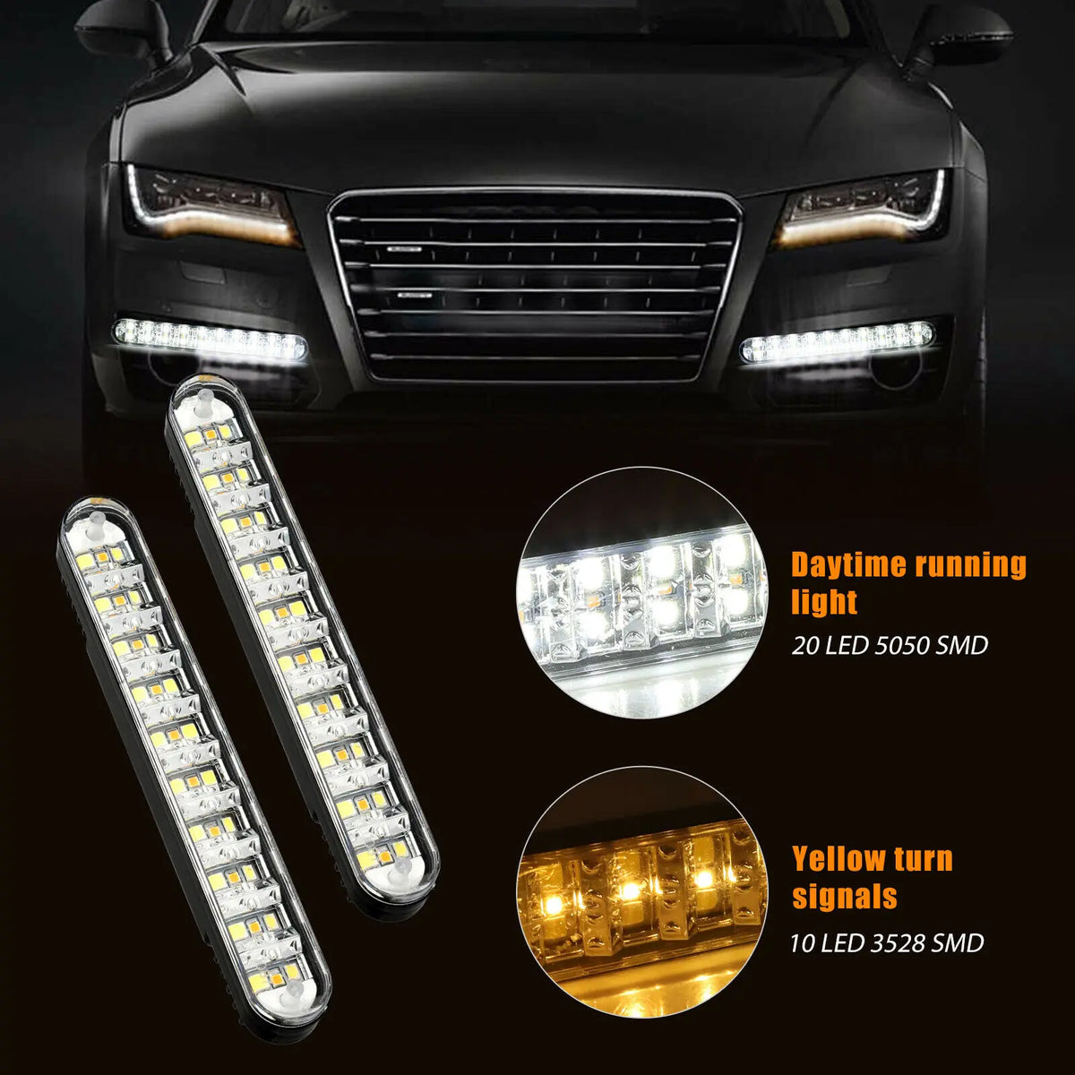 2PCS 30LED Daytime Running Riving Drl Turn Signal Fog