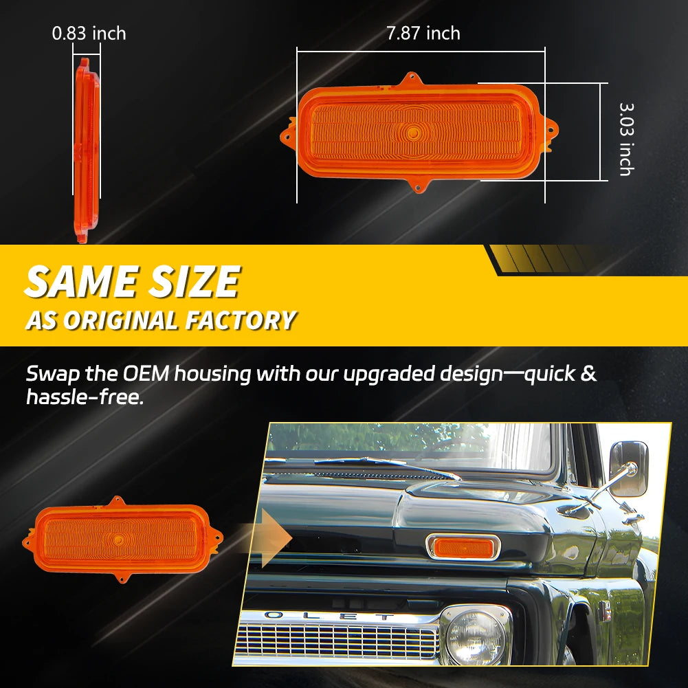 For 1960-1966 Chevrolet C10 C20 Pickup 2PCS Front Bumper Parking