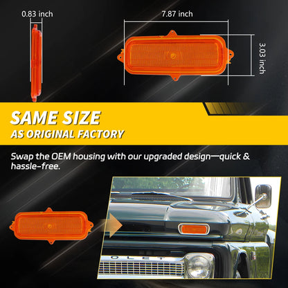For 1960-1966 Chevrolet C10 C20 Pickup 2PCS Front Bumper Parking