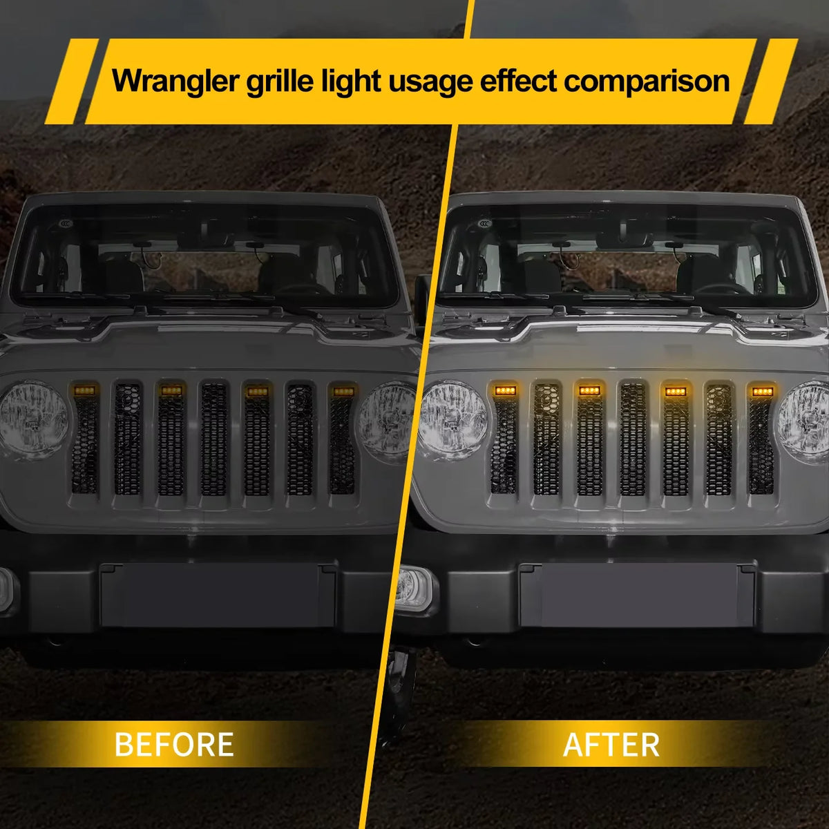 For 2018-2023 Wrangler Jl 12V Pickup Amber Front Grille Marker