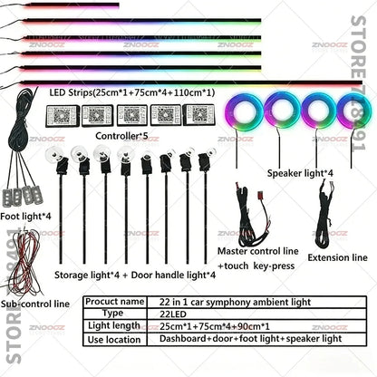For Nissan Qashqai 22IN1 RGB Interior Acrylic Ambient RGB Hidden