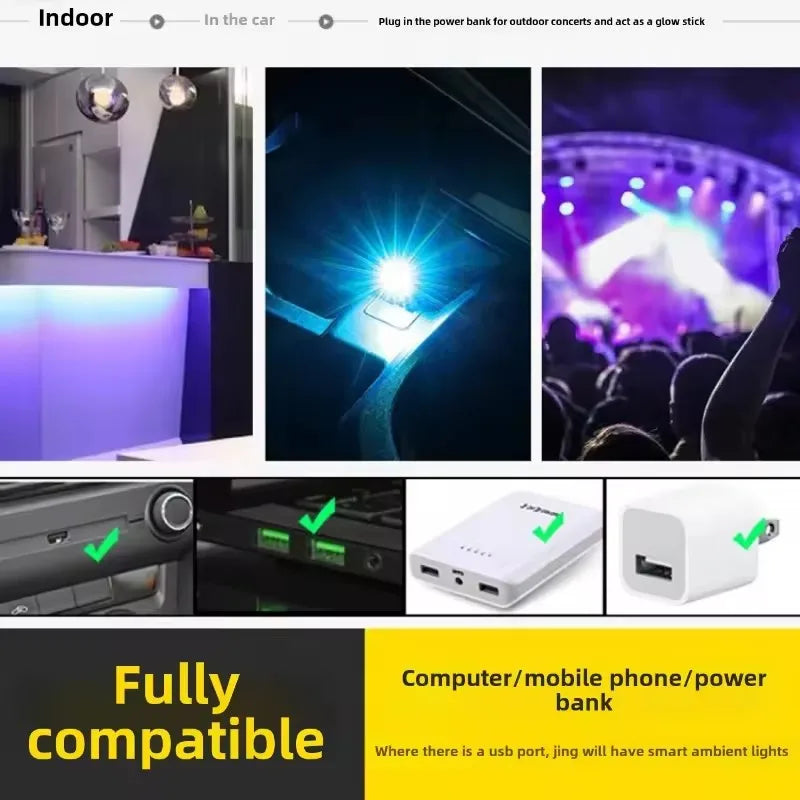 USB Interior Colorful Atmosphere Lighting Wiring Mounted Touch