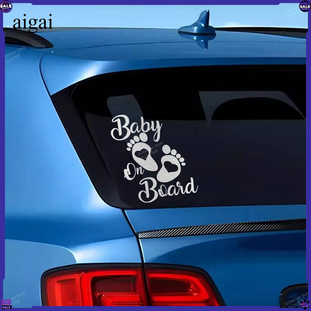 Baby On Board Warnning Reflective Sticker Cute Foot Step