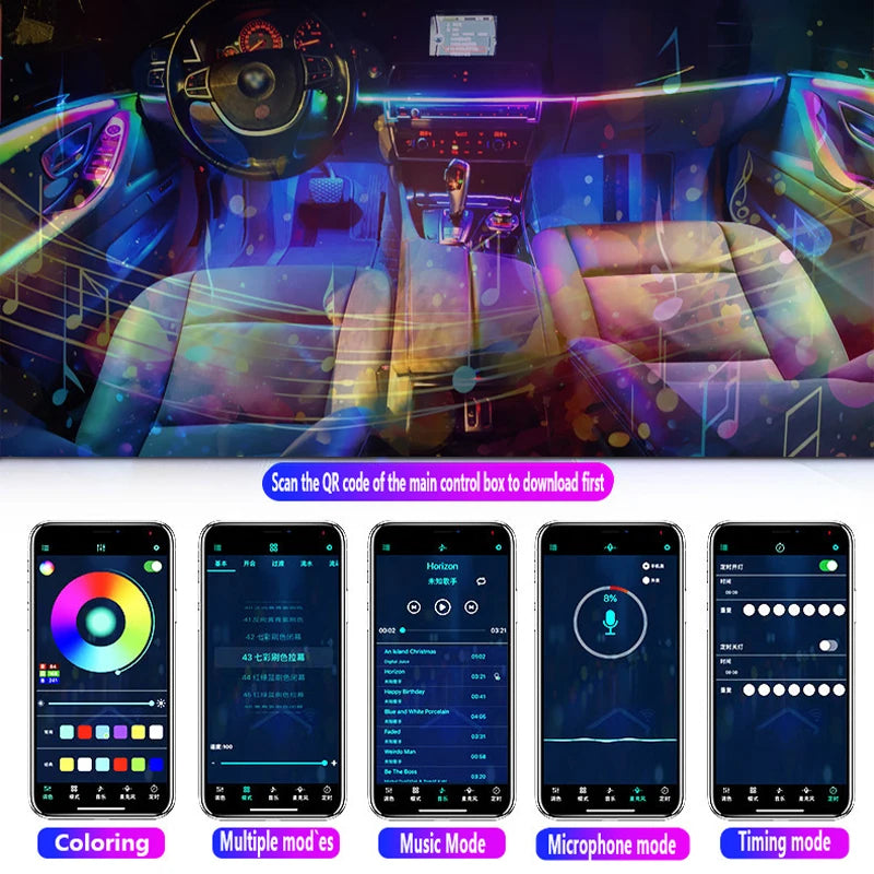 For Volkswagen Polo Interior Mood Ambient RGB 64-color Kit